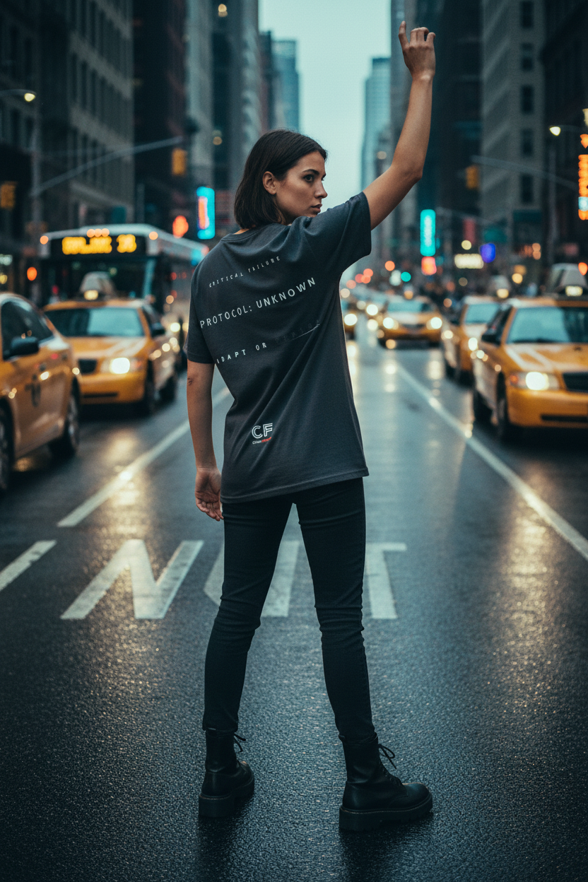 CODE: FOXTROT Crisis Mode Operative Tee in Faded Black — back mockup view