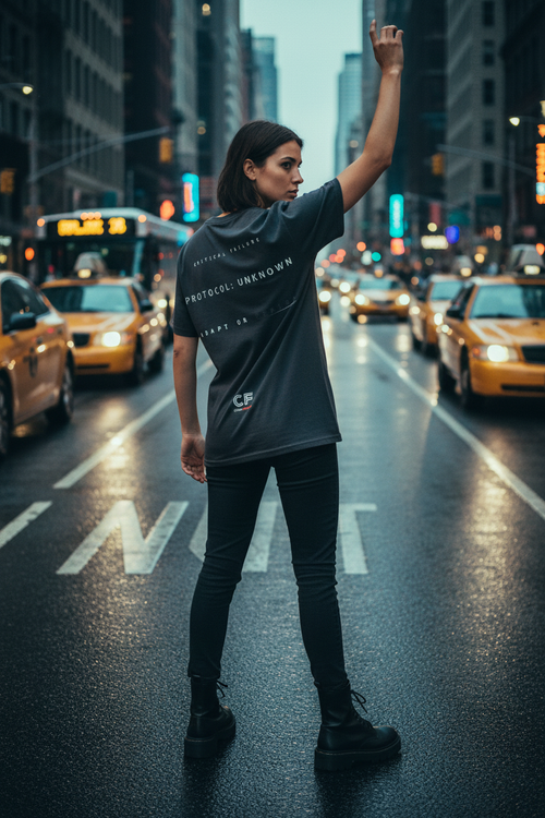 CODE: FOXTROT Crisis Mode Operative Tee in Faded Black — back mockup view