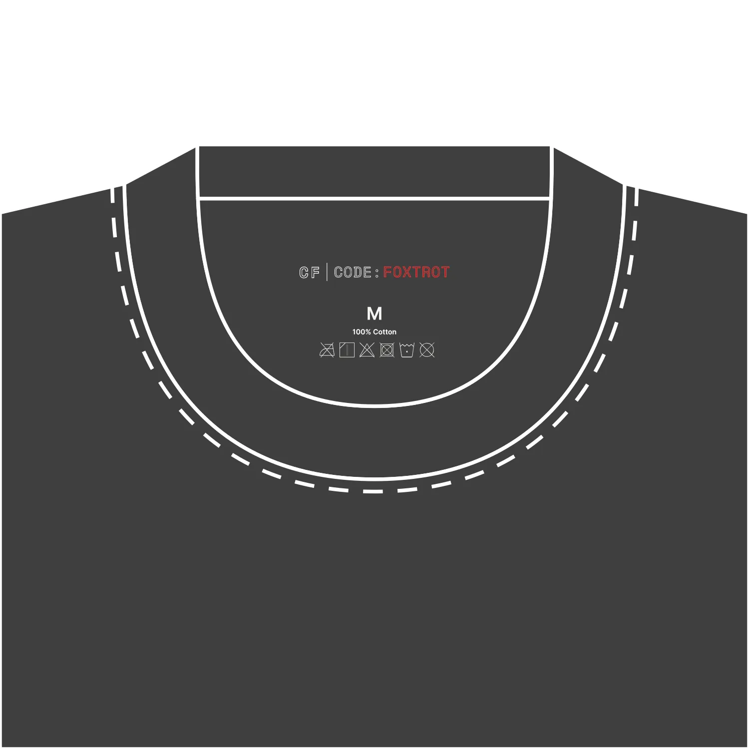 CODE: FOXTROT Panic Mode Operative Tee in Faded Black — neck label detail