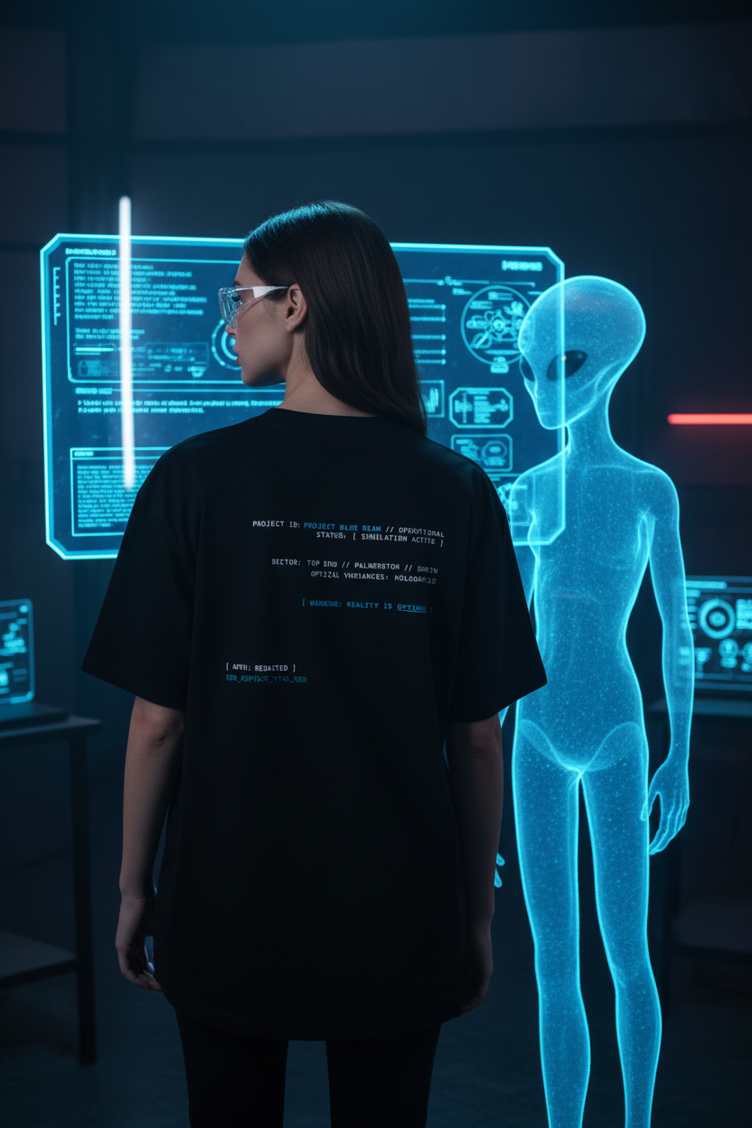 CODE: FOXTROT Project Blue Beam Operative Tee in Black — back view