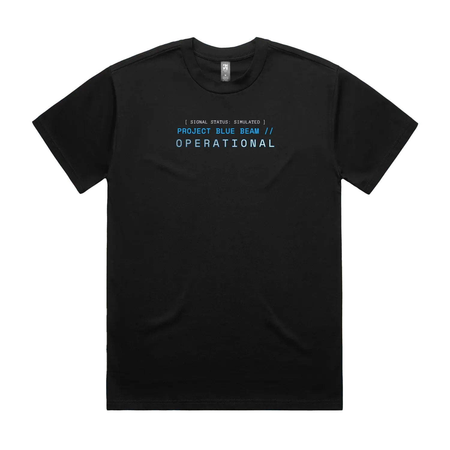 CODE: FOXTROT Project Blue Beam Operative Tee in Black —flat lay