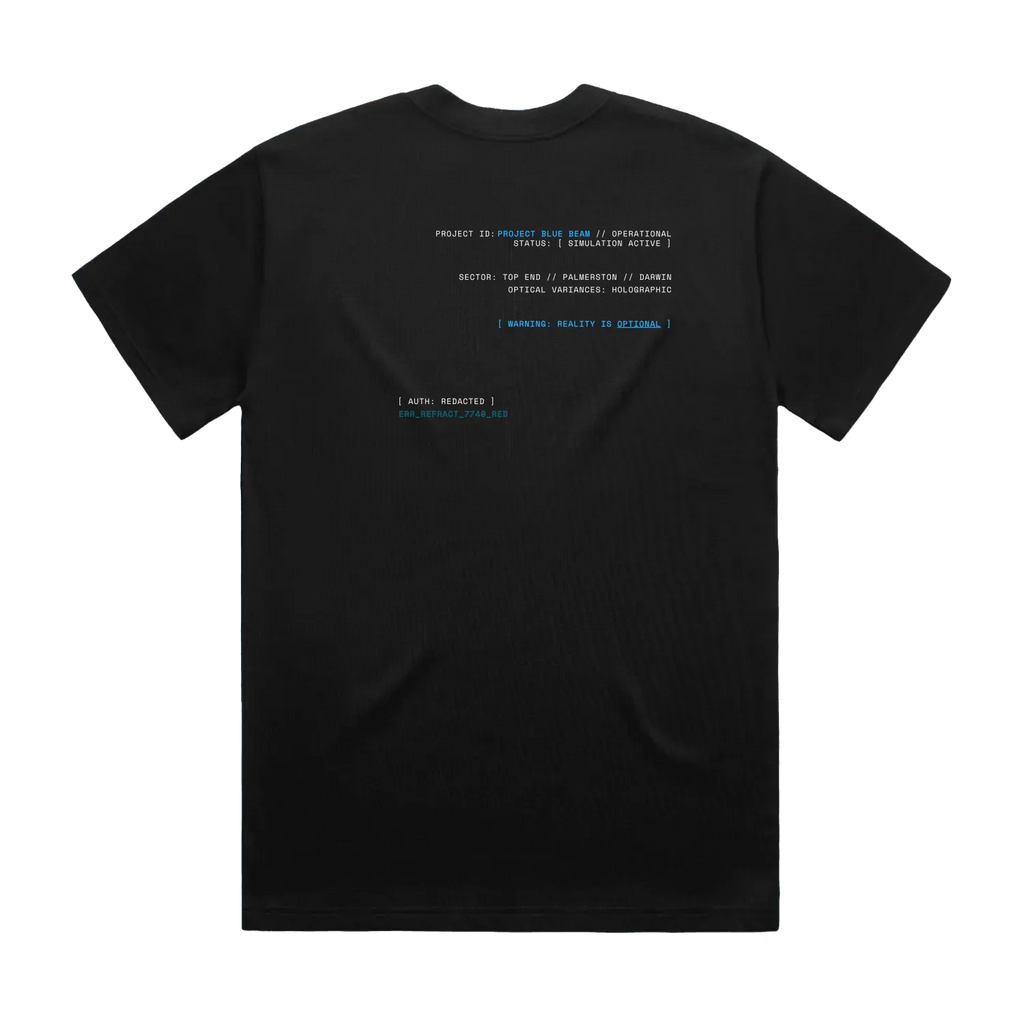 CODE: FOXTROT Project Blue Beam Operative Tee in Black —flat lay back