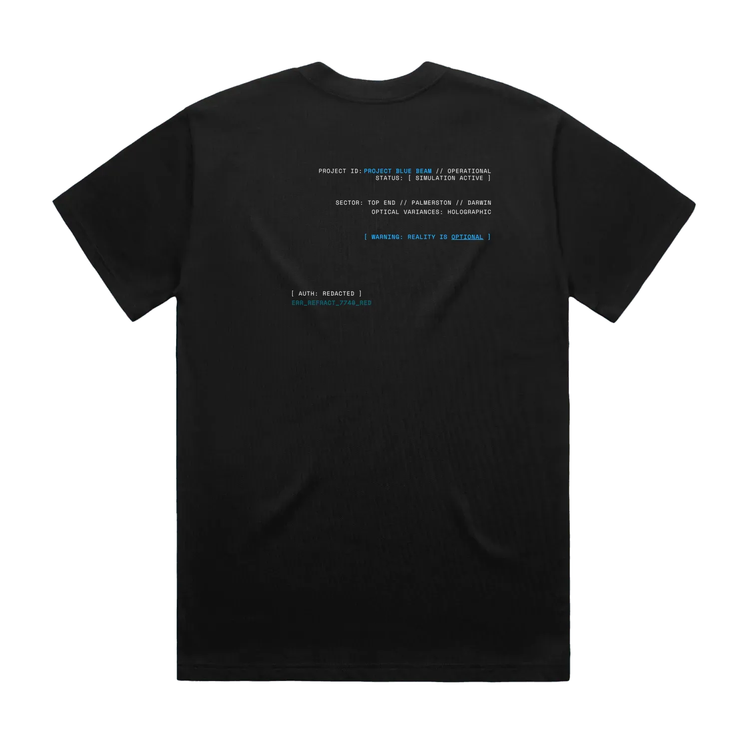 CODE: FOXTROT Project Blue Beam Operative Tee in Black —flat lay back