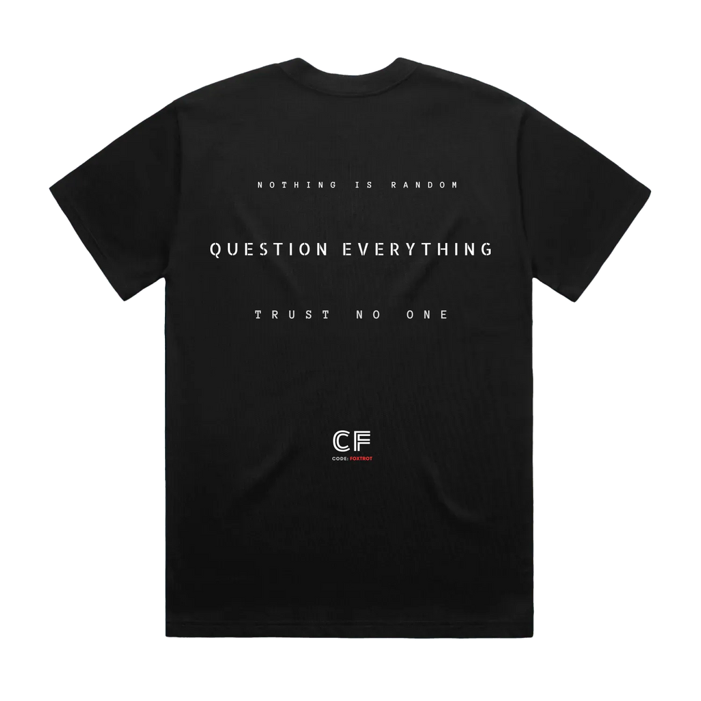 CODE: FOXTROT Truth Seeker Standard Issue Heavyweight Tee in Black — back flat lay