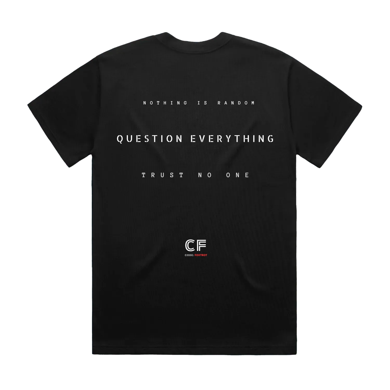 CODE: FOXTROT Truth Seeker Standard Issue Heavyweight Tee in Black — back flat lay