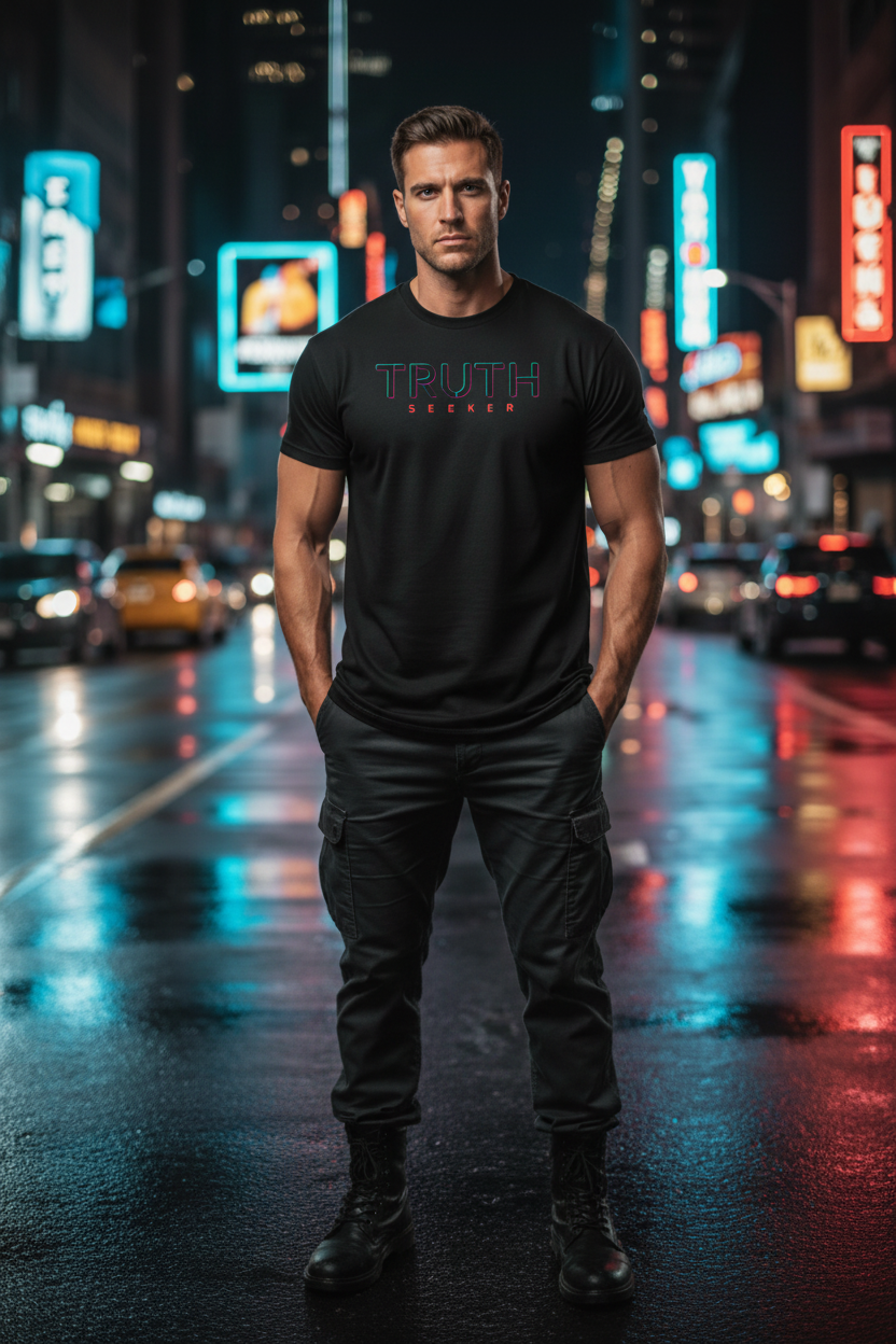 CODE: FOXTROT Truth Seeker Stealth Ops Edition Tee in Black — front view