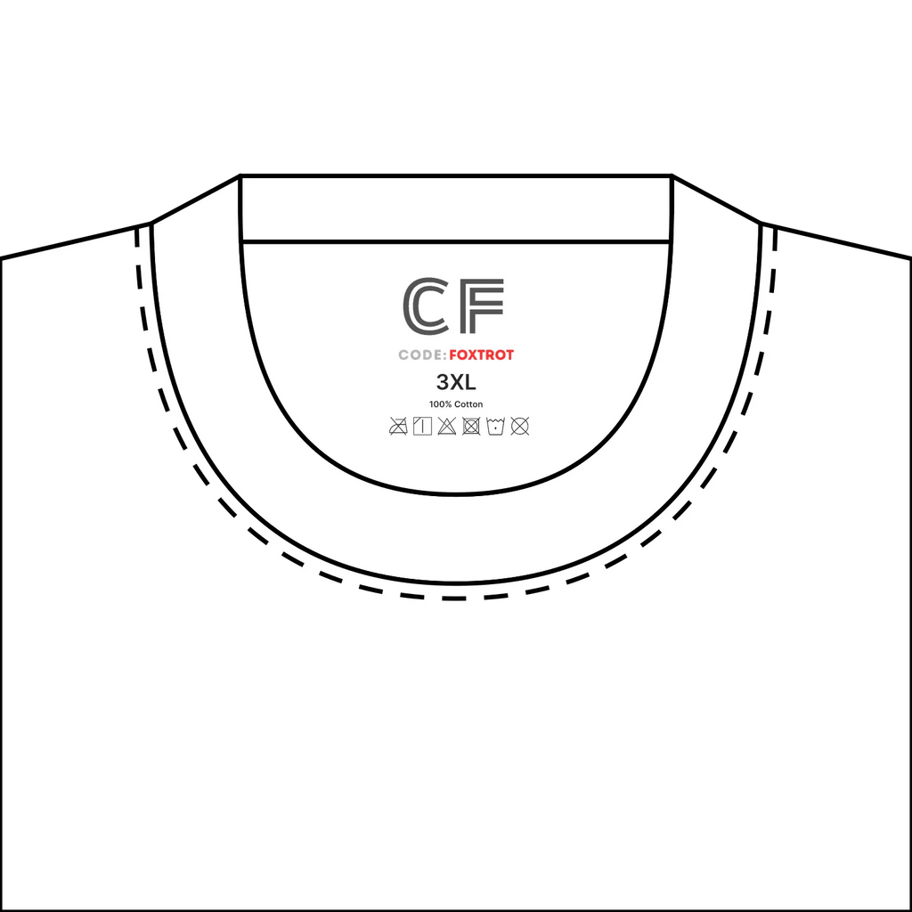 CODE: FOXTROT Crisis Mode Tee neck label detail — White