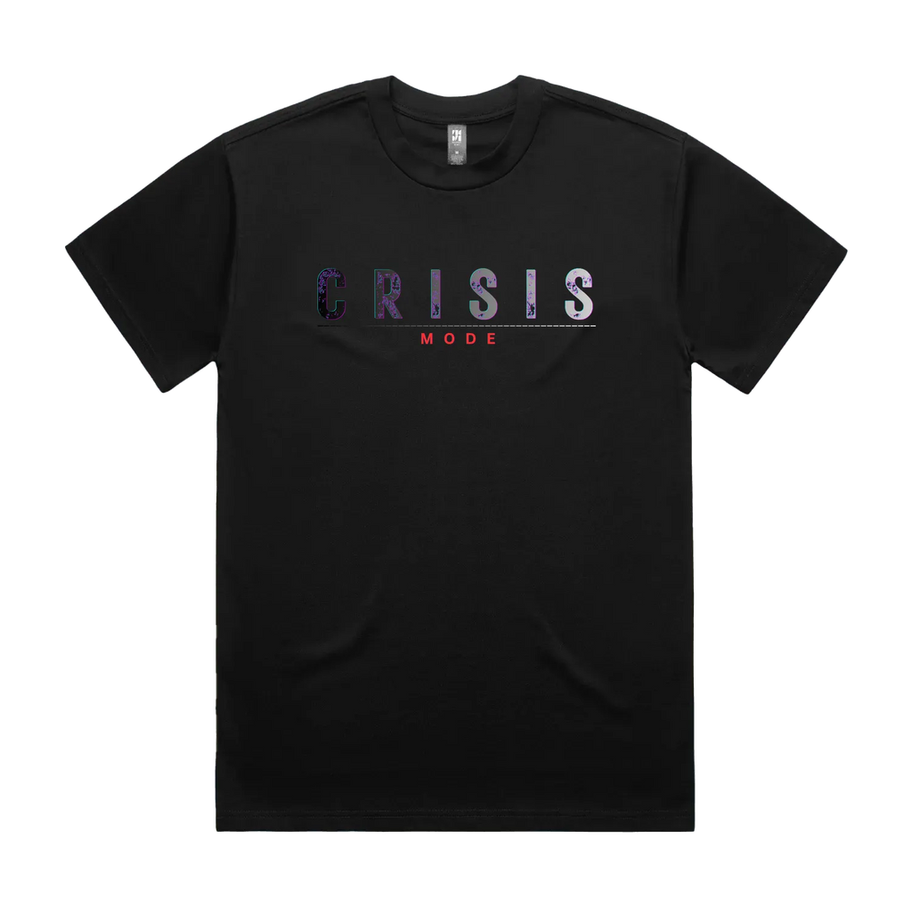 ODE: FOXTROT Crisis Mode Operational Manifest Tee in Black — front view flat lay