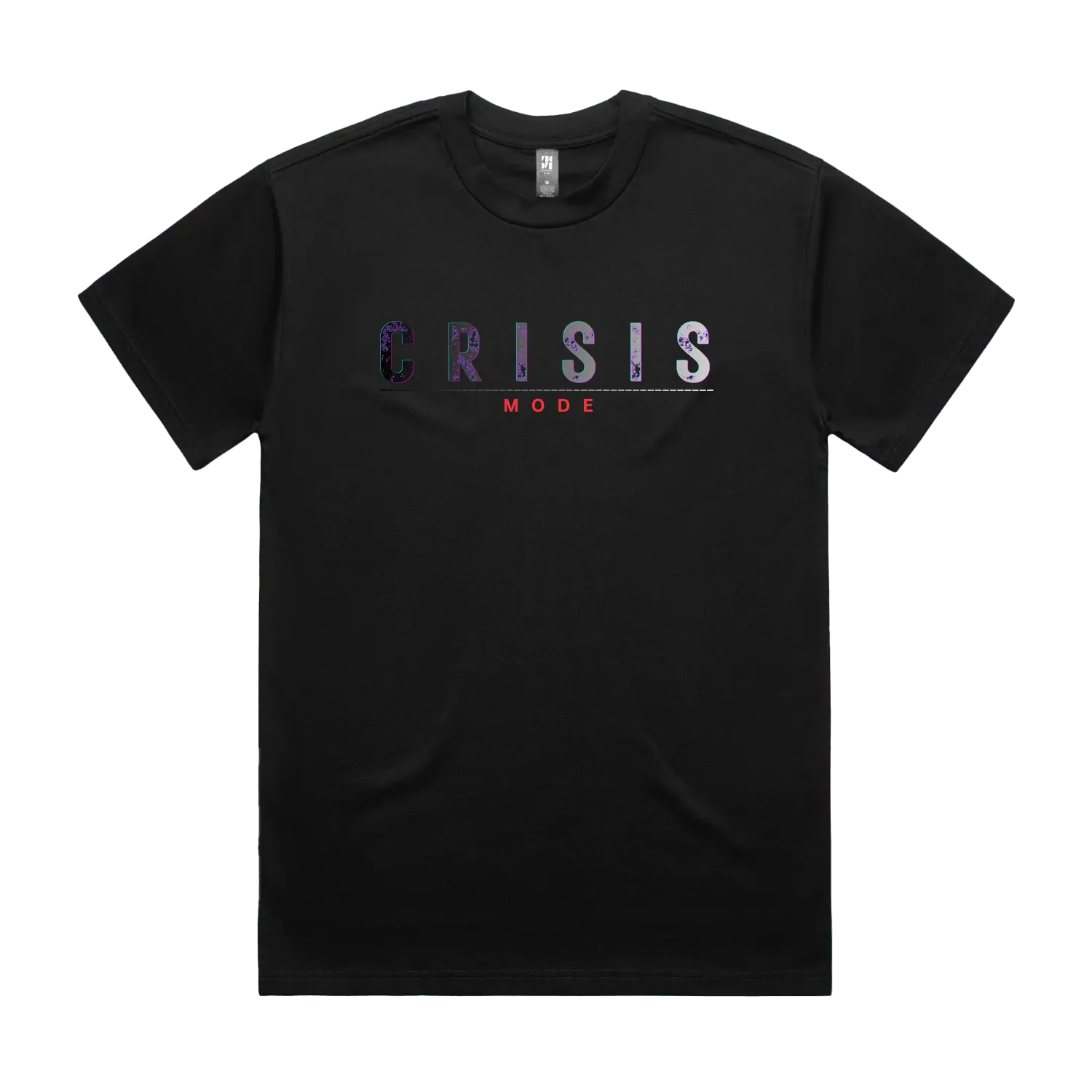 ODE: FOXTROT Crisis Mode Operational Manifest Tee in Black — front view flat lay