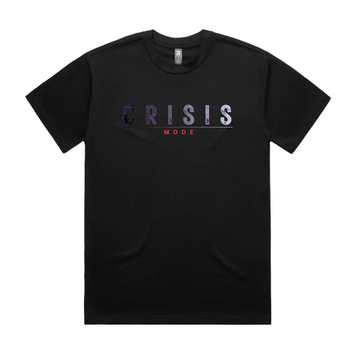 ODE: FOXTROT Crisis Mode Operational Manifest Tee in Black — front view flat lay