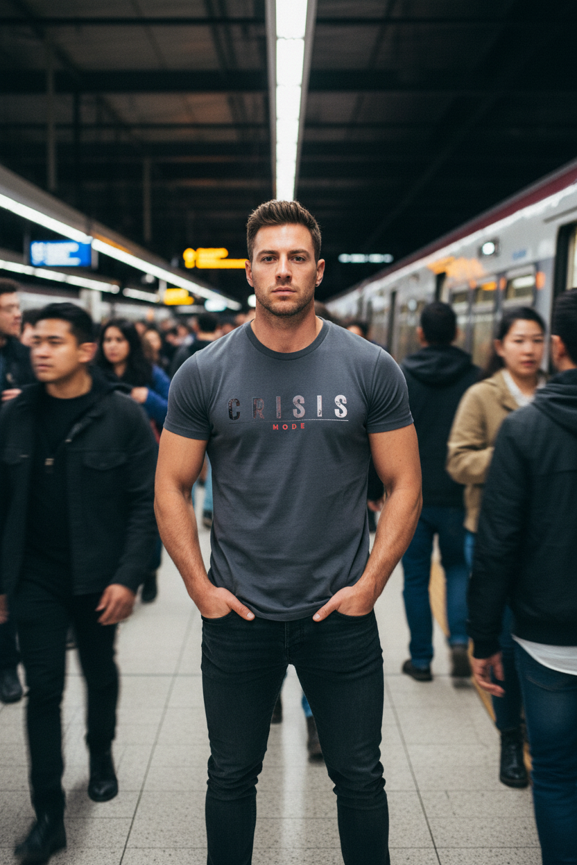 Crisis Mode Faded Black Train Station Male Front